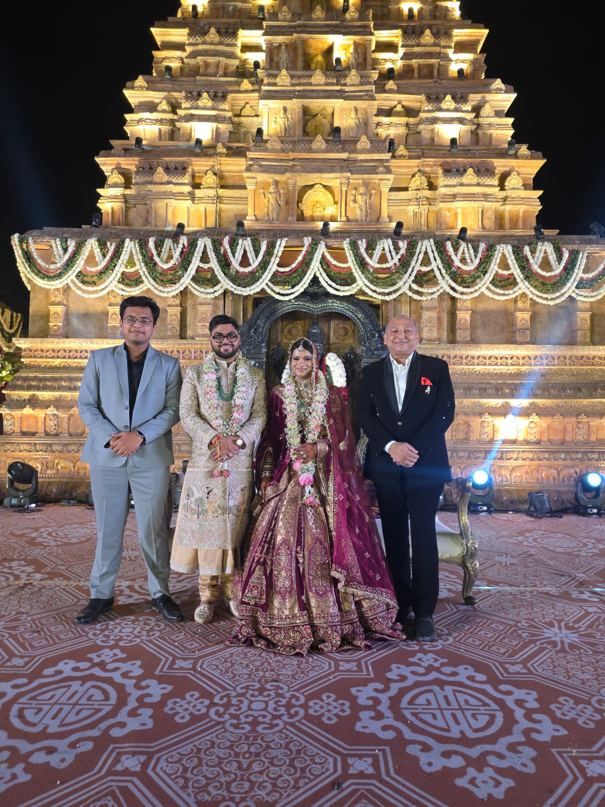 Manoj Garg with a newly married couple and family member